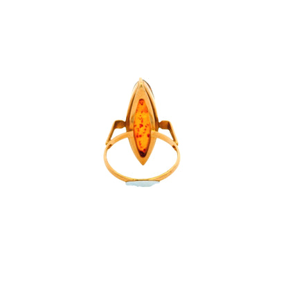 Vintage 14k Yellow Gold Amber Marquise Ring