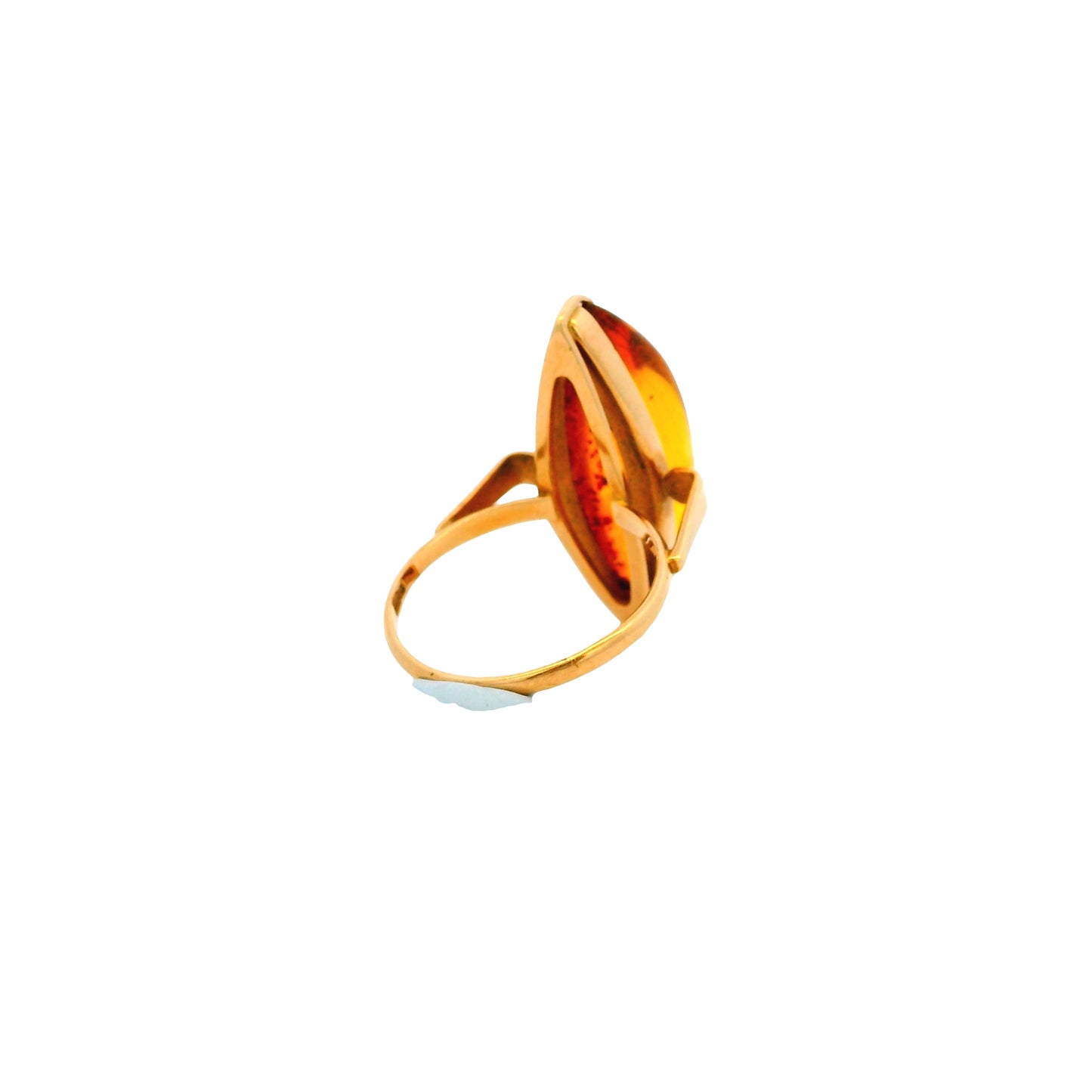 Vintage 14k Yellow Gold Amber Marquise Ring