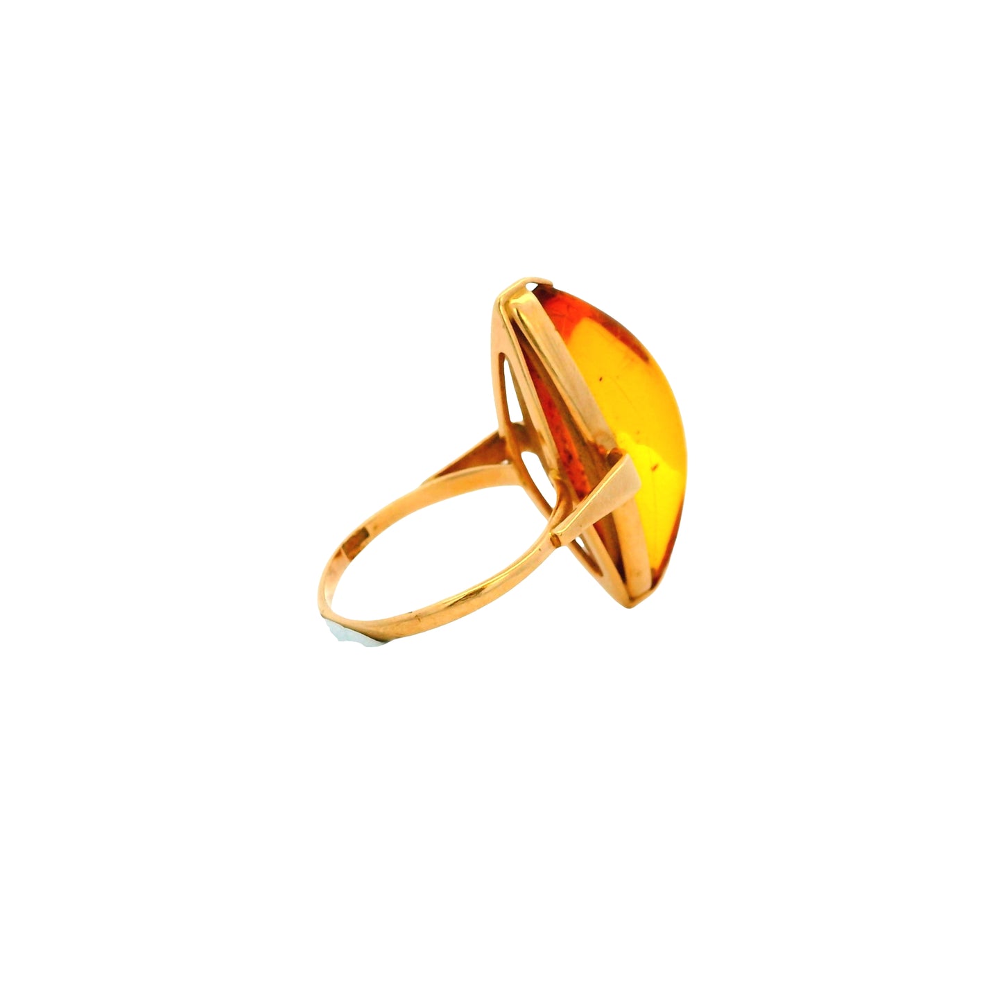 Vintage 14k Yellow Gold Amber Marquise Ring