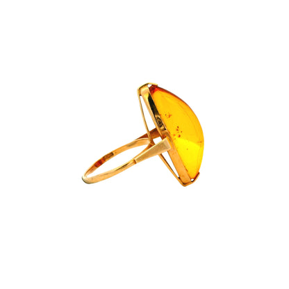 Vintage 14k Yellow Gold Amber Marquise Ring
