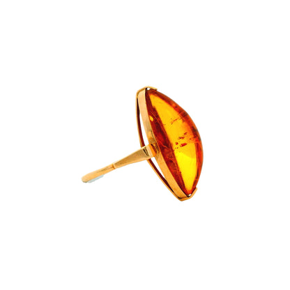 Vintage 14k Yellow Gold Amber Marquise Ring