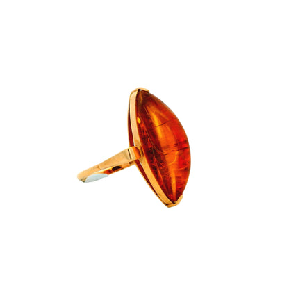 Vintage 14k Yellow Gold Amber Marquise Ring
