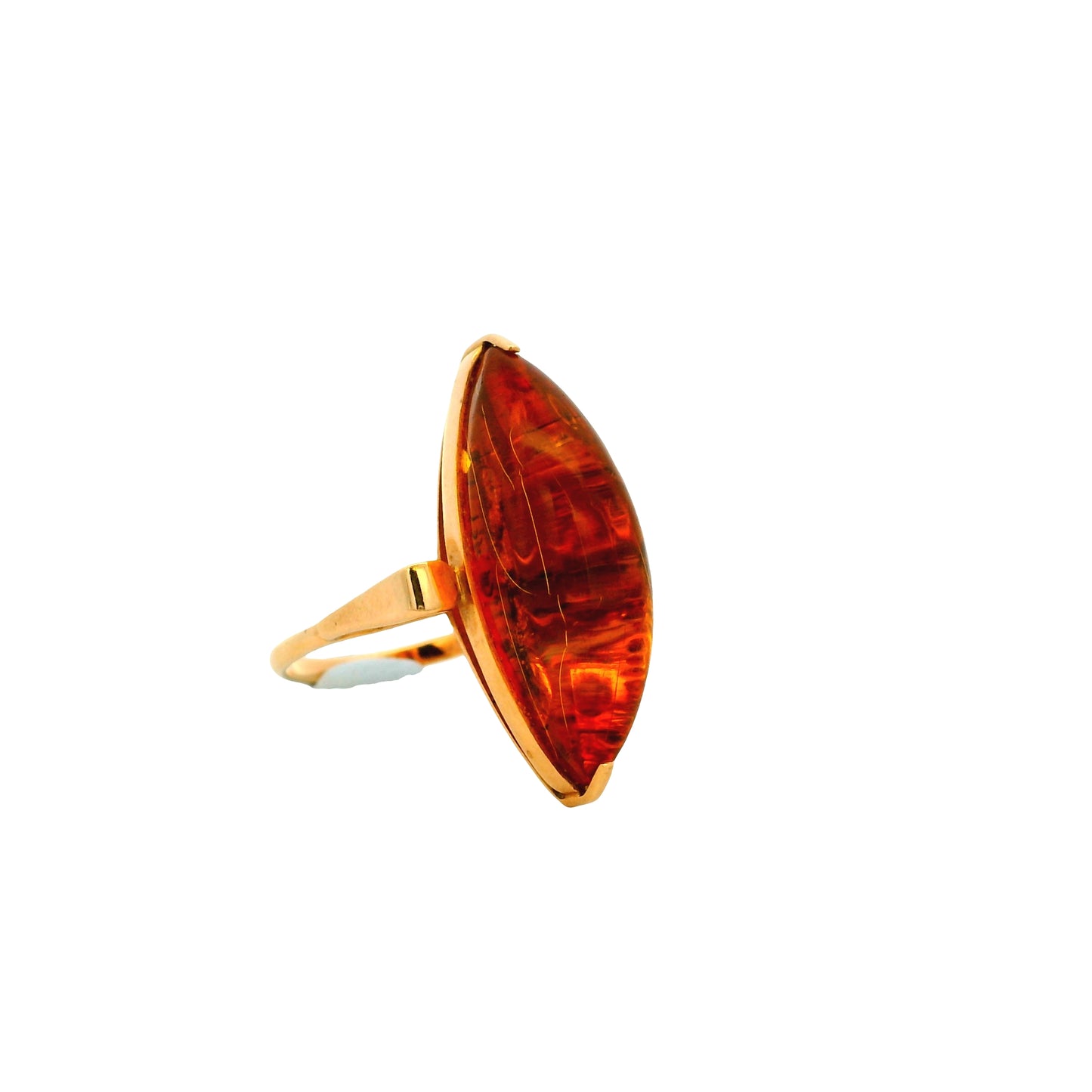 Vintage 14k Yellow Gold Amber Marquise Ring