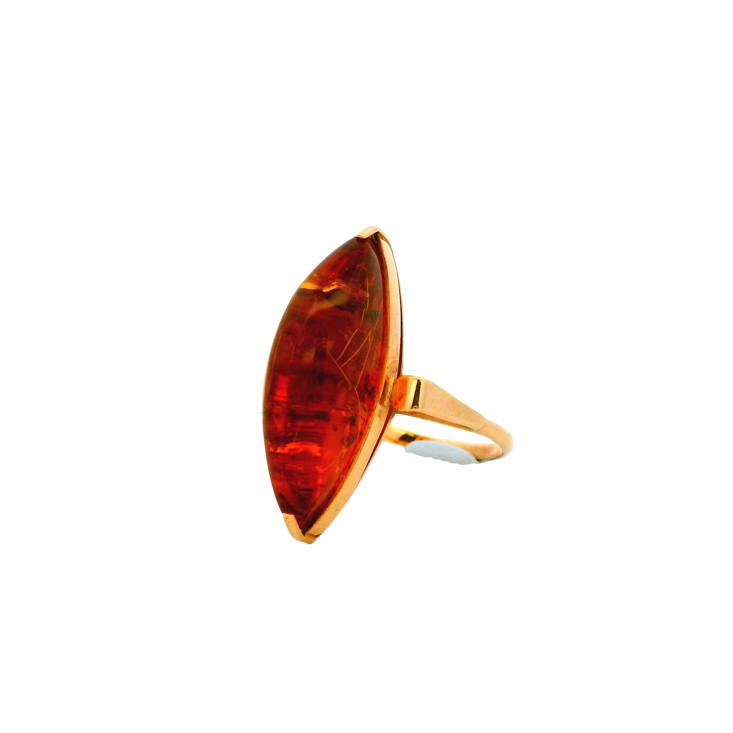Vintage 14k Yellow Gold Amber Marquise Ring