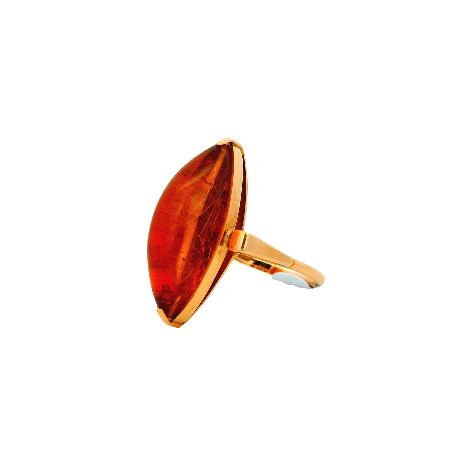 Vintage 14k Yellow Gold Amber Marquise Ring