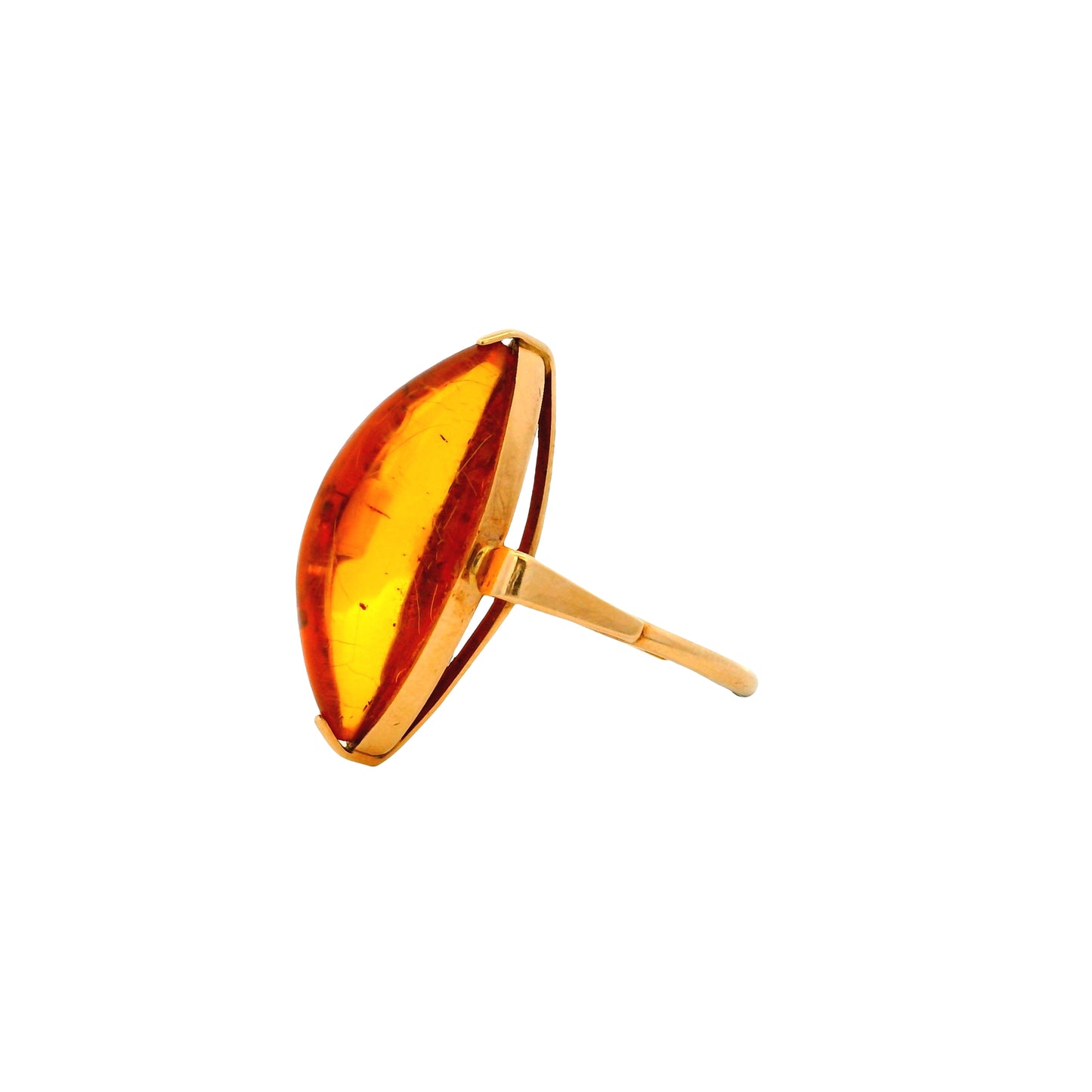 Vintage 14k Yellow Gold Amber Marquise Ring