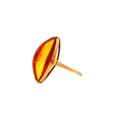 Vintage 14k Yellow Gold Amber Marquise Ring
