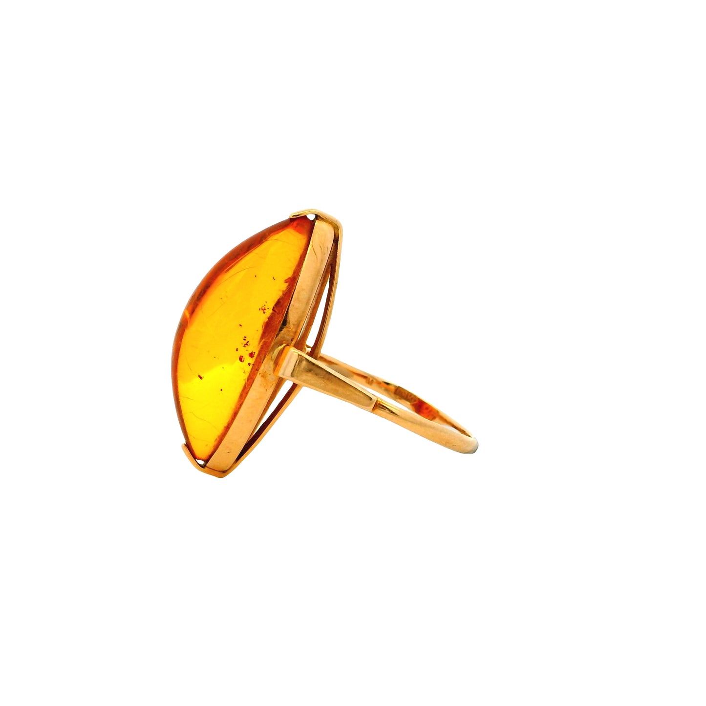 Vintage 14k Yellow Gold Amber Marquise Ring