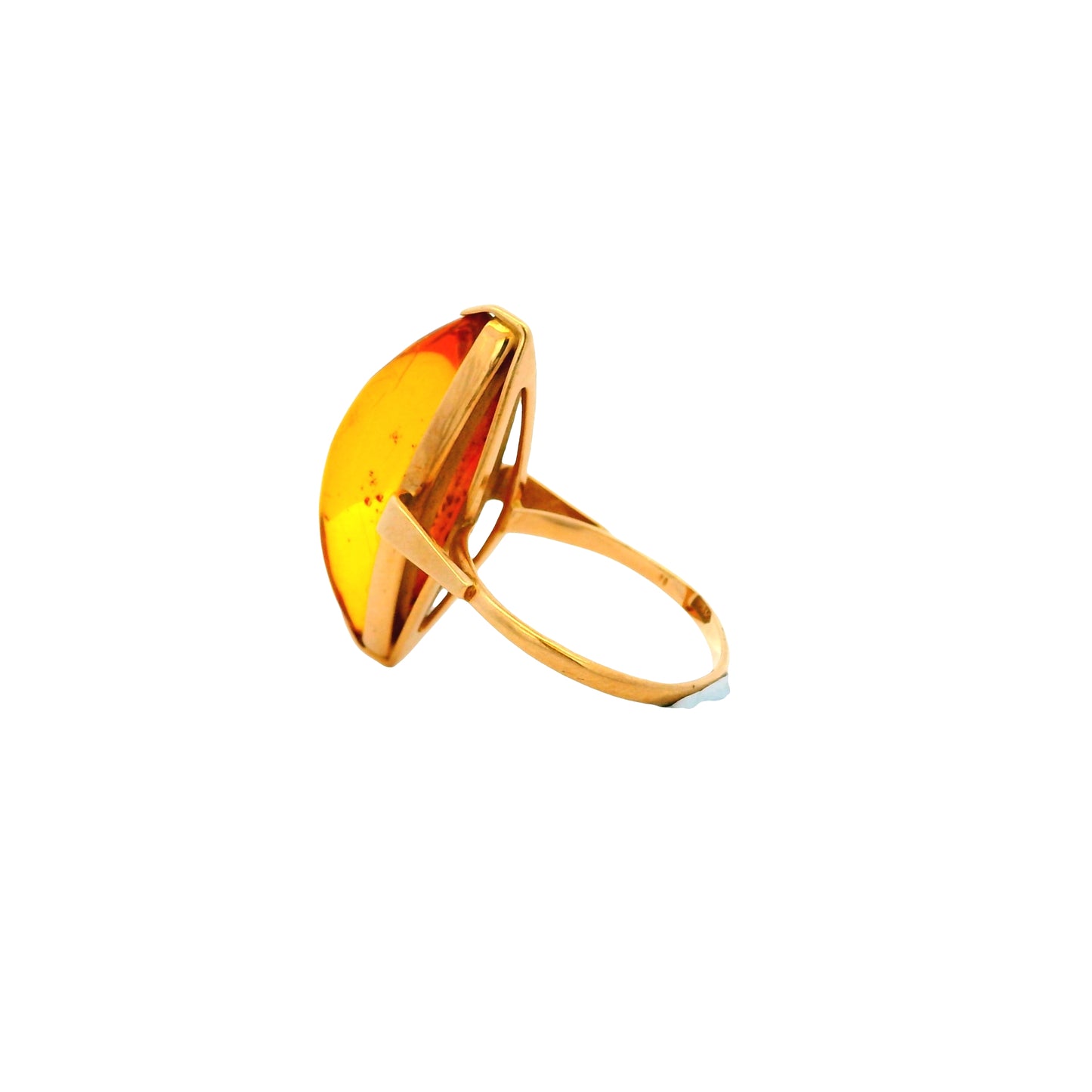 Vintage 14k Yellow Gold Amber Marquise Ring