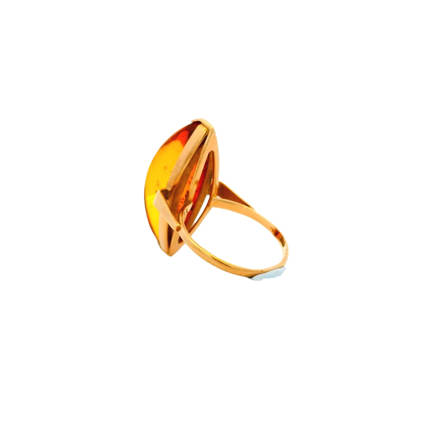 Vintage 14k Yellow Gold Amber Marquise Ring