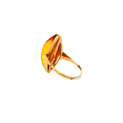 Vintage 14k Yellow Gold Amber Marquise Ring