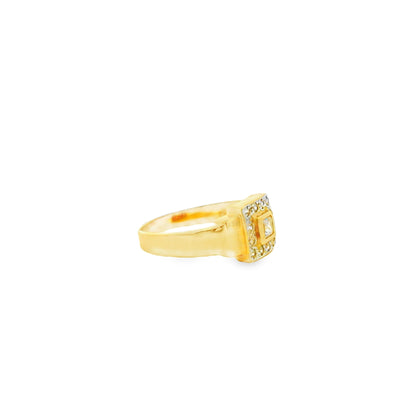 14k Yellow Gold Princess Cut Diamond Halo Ring