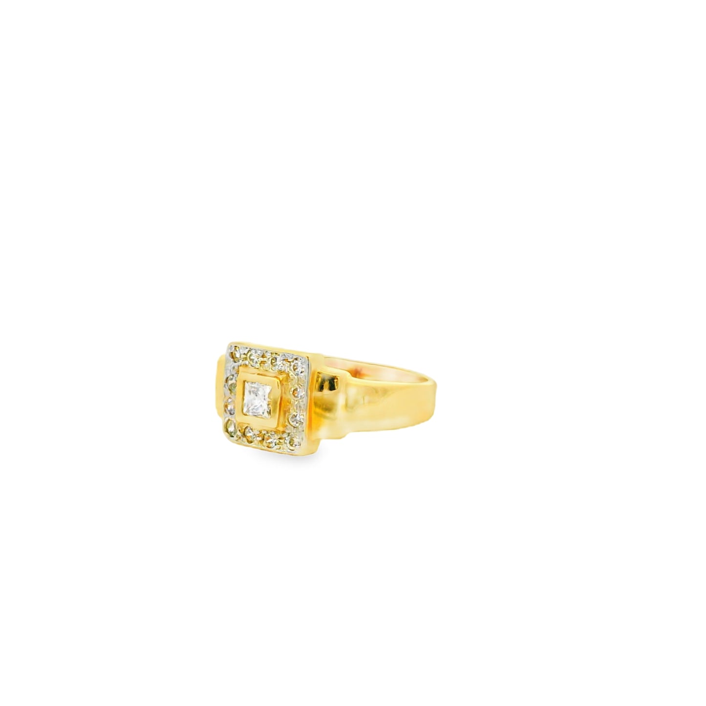 14k Yellow Gold Princess Cut Diamond Halo Ring