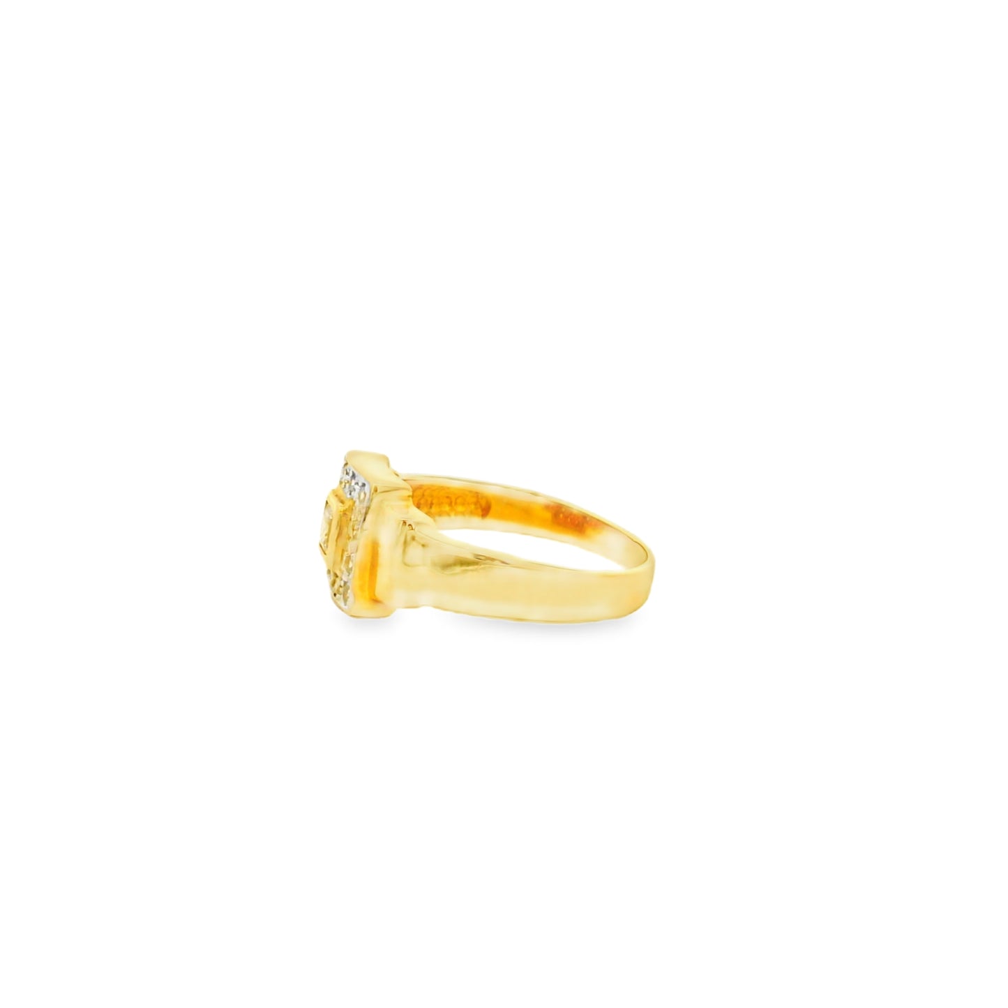 14k Yellow Gold Princess Cut Diamond Halo Ring