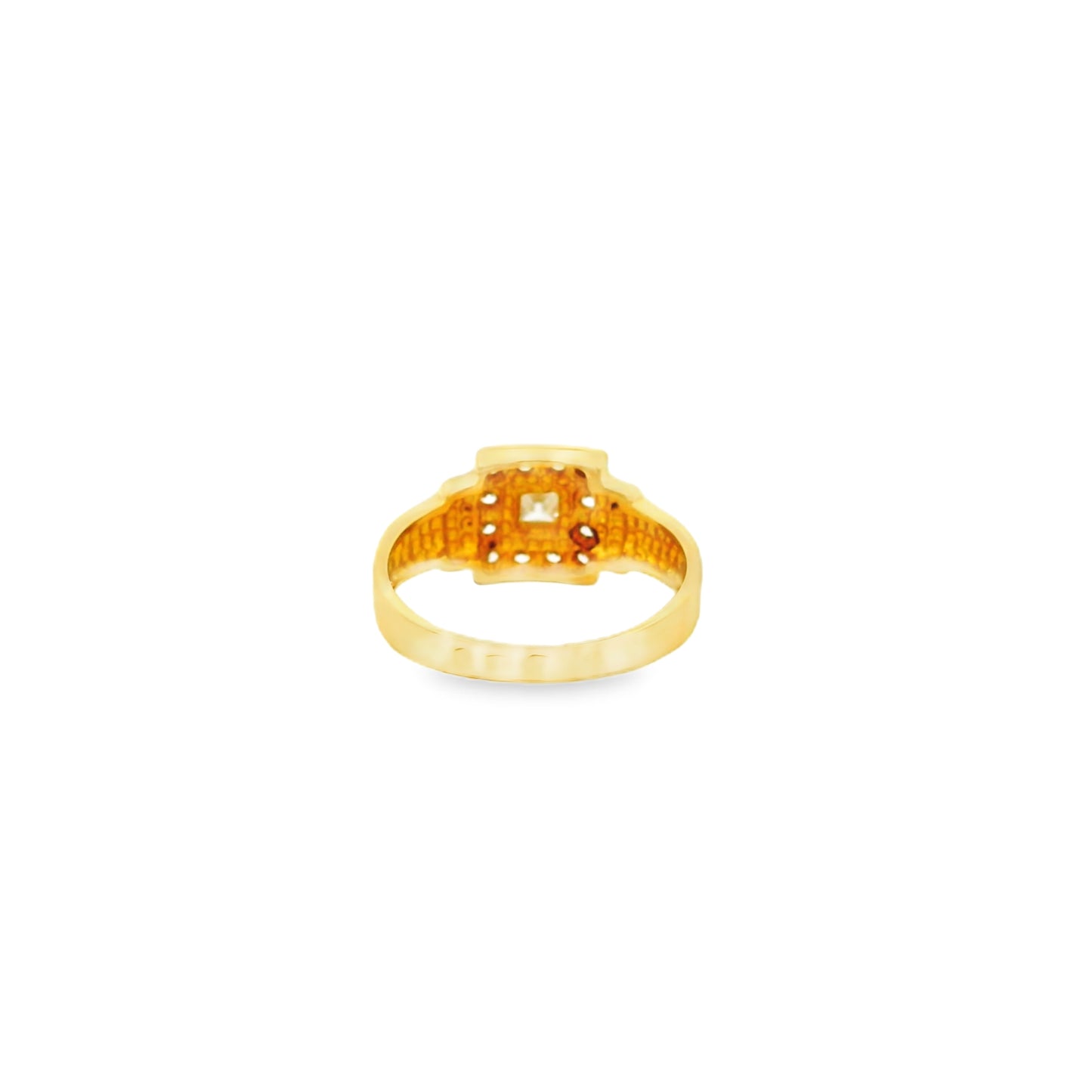 14k Yellow Gold Princess Cut Diamond Halo Ring