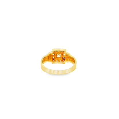 14k Yellow Gold Princess Cut Diamond Halo Ring