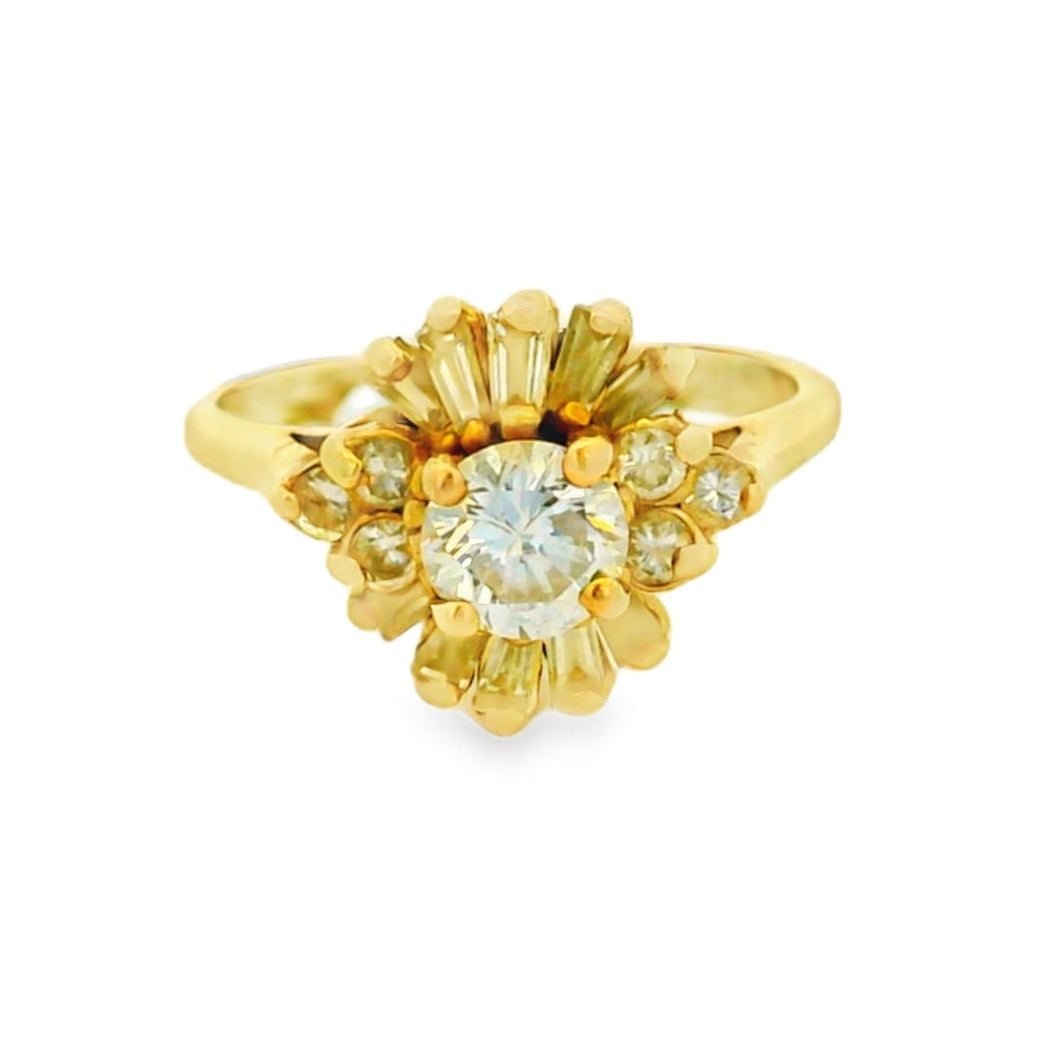 10k Yellow Gold 9ctw Round Brilliant Diamond Cluster Ring