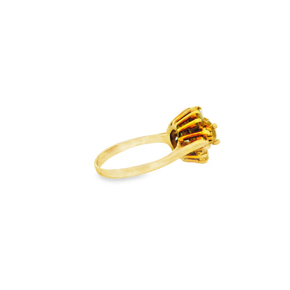 10k Yellow Gold 9ctw Round Brilliant Diamond Cluster Ring