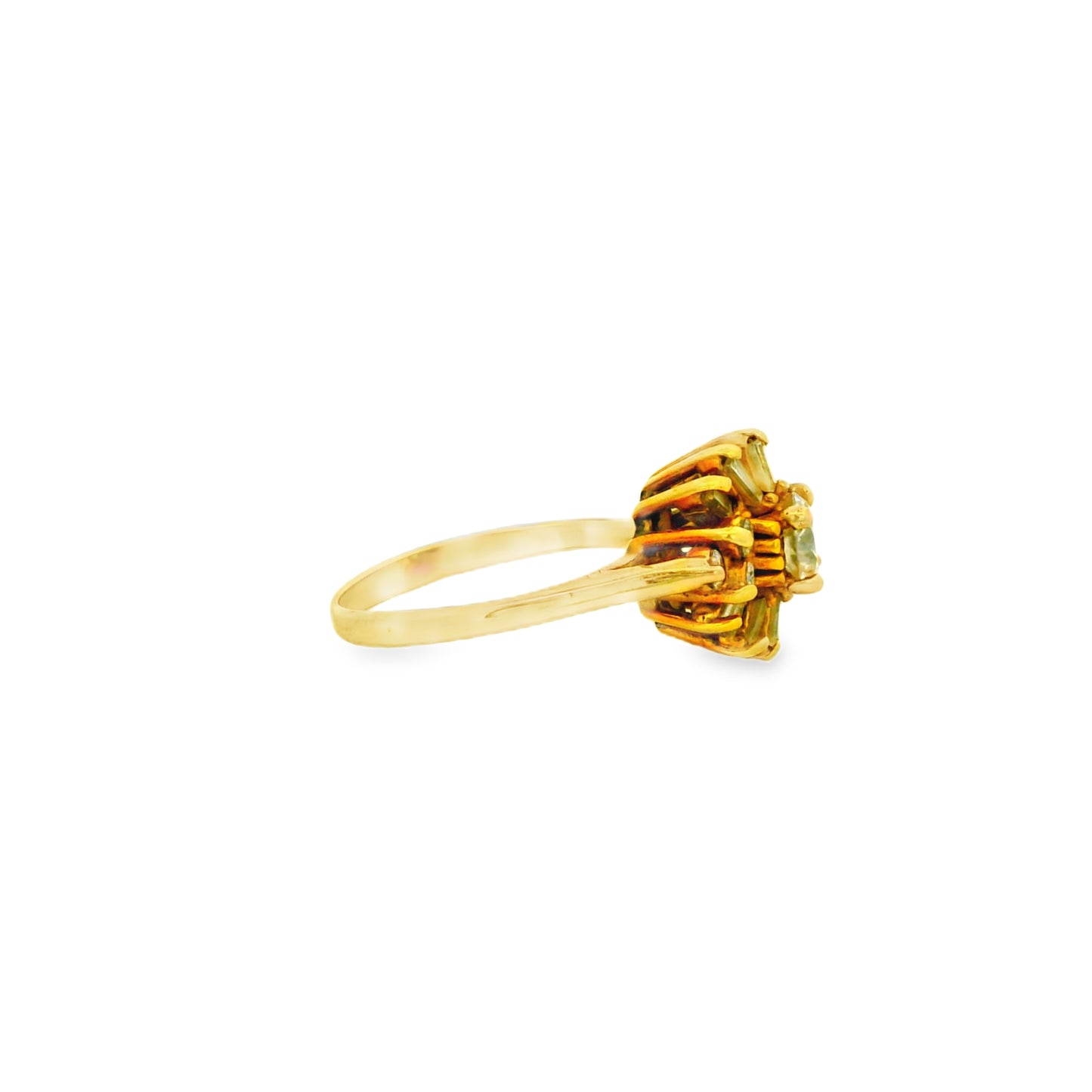 10k Yellow Gold 9ctw Round Brilliant Diamond Cluster Ring