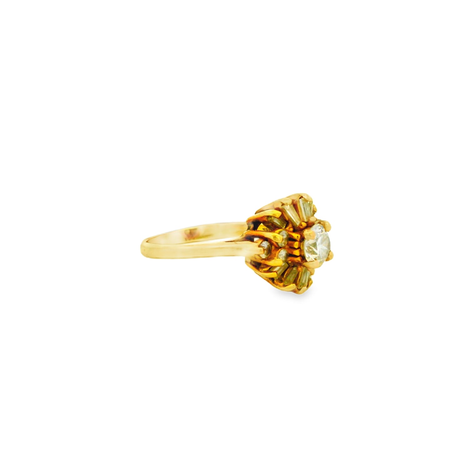 10k Yellow Gold 9ctw Round Brilliant Diamond Cluster Ring
