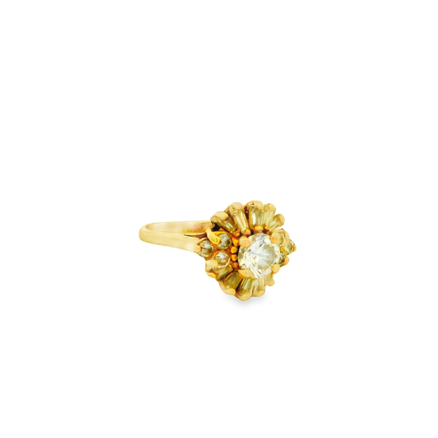 10k Yellow Gold 9ctw Round Brilliant Diamond Cluster Ring