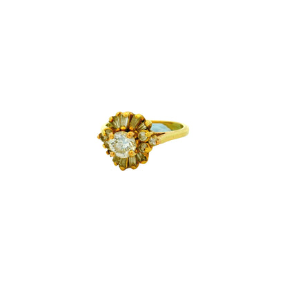 10k Yellow Gold 9ctw Round Brilliant Diamond Cluster Ring