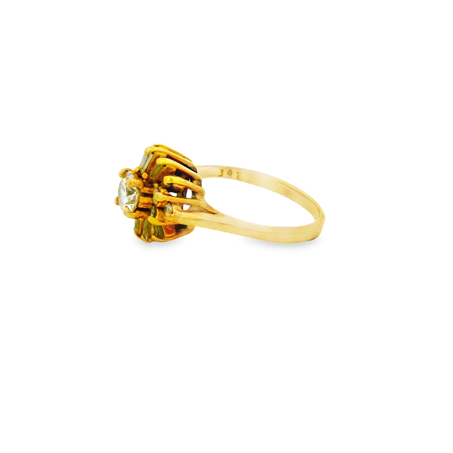 10k Yellow Gold 9ctw Round Brilliant Diamond Cluster Ring