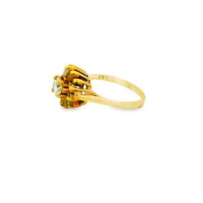 10k Yellow Gold 9ctw Round Brilliant Diamond Cluster Ring