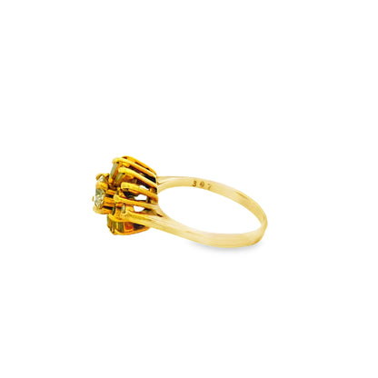 10k Yellow Gold 9ctw Round Brilliant Diamond Cluster Ring