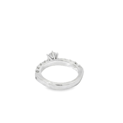 14k White Gold 0.90ct Round Brilliant Diamond with a Shared-Prong Diamond Half Way Ring