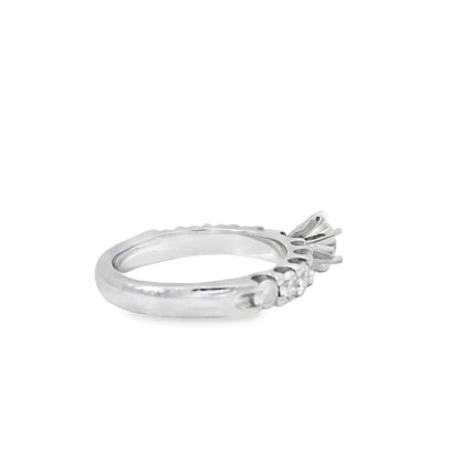 14k White Gold 0.90ct Round Brilliant Diamond with a Shared-Prong Diamond Half Way Ring