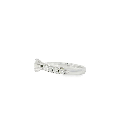 14k White Gold 0.90ct Round Brilliant Diamond with a Shared-Prong Diamond Half Way Ring
