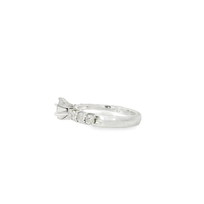 14k White Gold 0.90ct Round Brilliant Diamond with a Shared-Prong Diamond Half Way Ring
