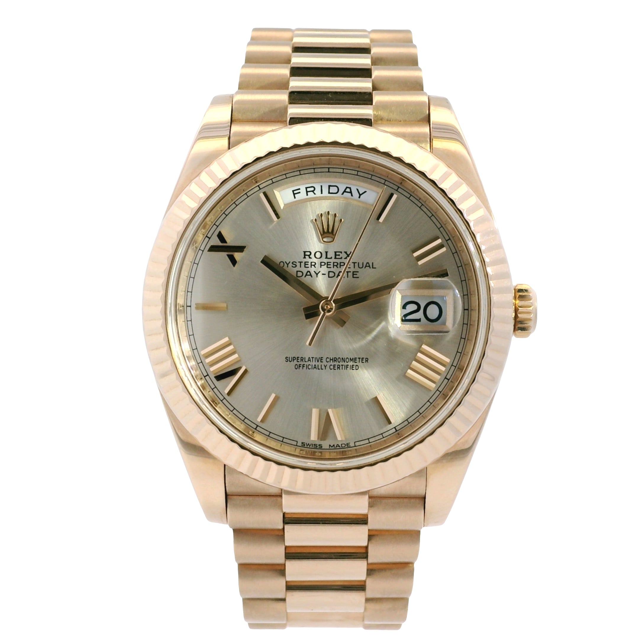 Rolex 228235 18k Rose Gold 40mm Day-Date with Roman Dial Watch