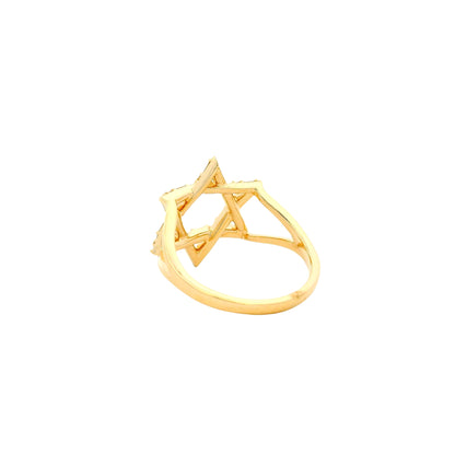 14k Yellow Gold 0.34ctw Natural Baguette and Round Brilliant Diamond Star of David Ring