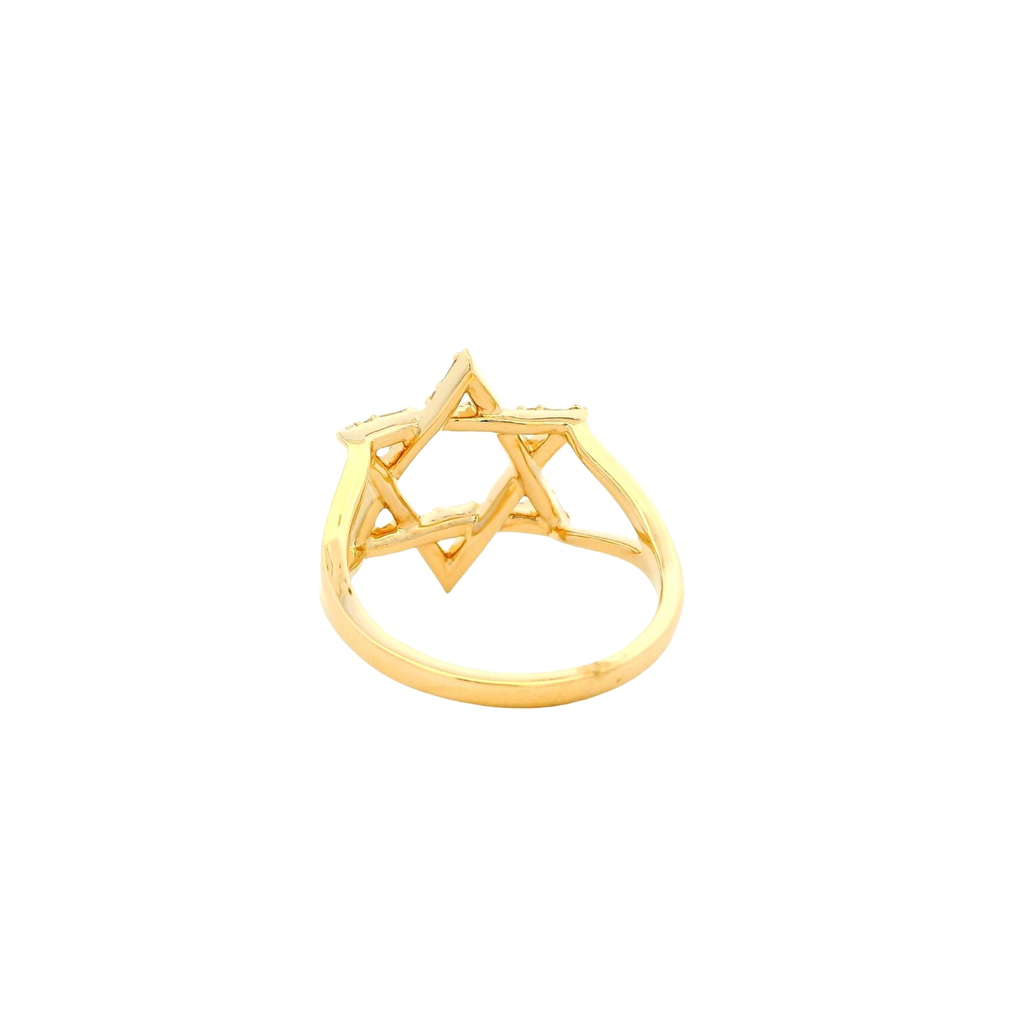 14k Yellow Gold 0.34ctw Natural Baguette and Round Brilliant Diamond Star of David Ring