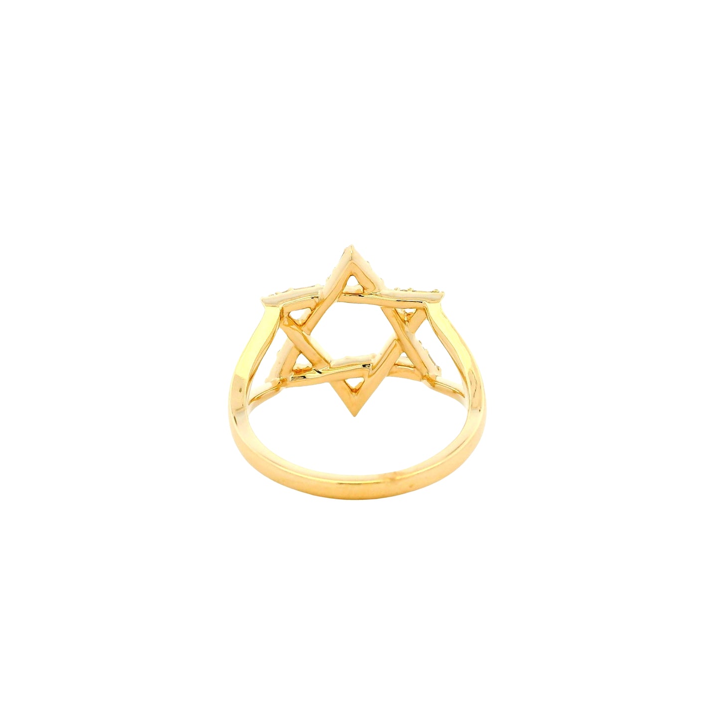 14k Yellow Gold 0.34ctw Natural Baguette and Round Brilliant Diamond Star of David Ring