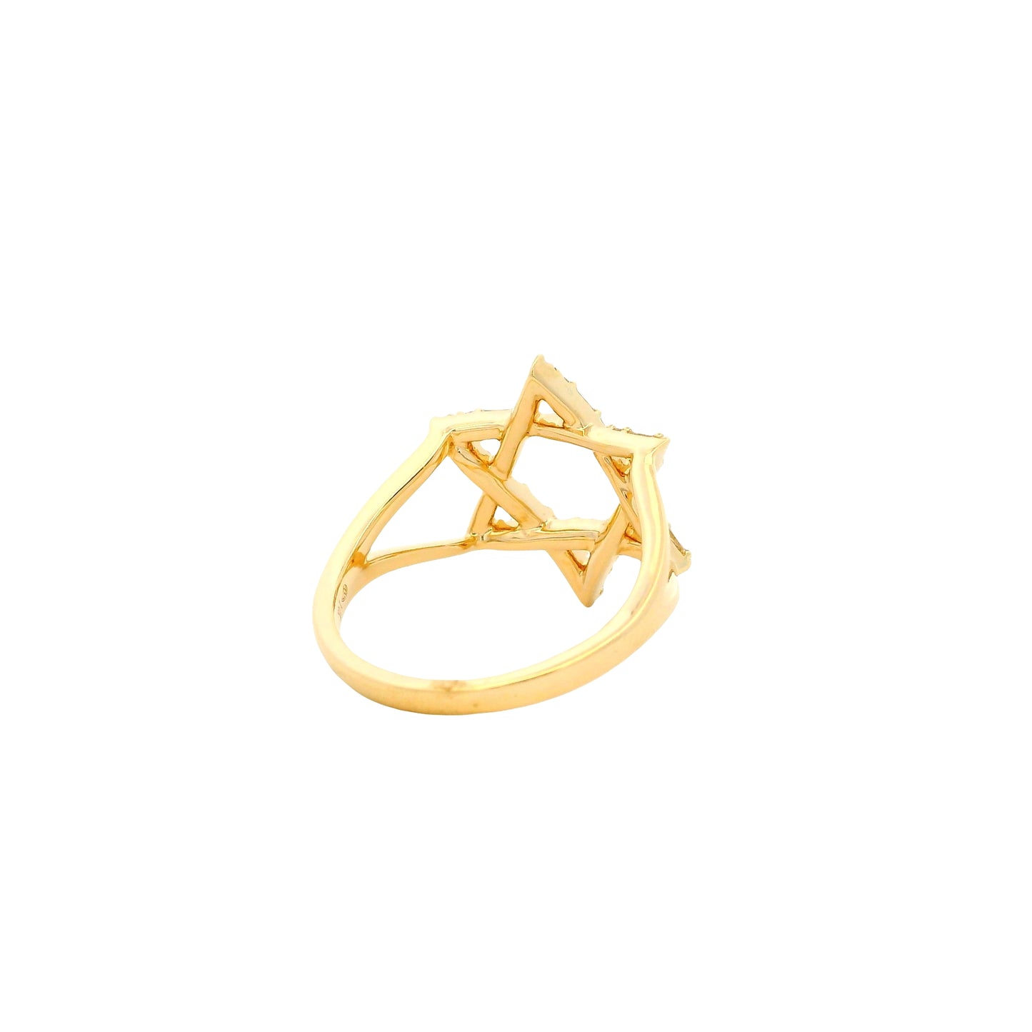 14k Yellow Gold 0.34ctw Natural Baguette and Round Brilliant Diamond Star of David Ring
