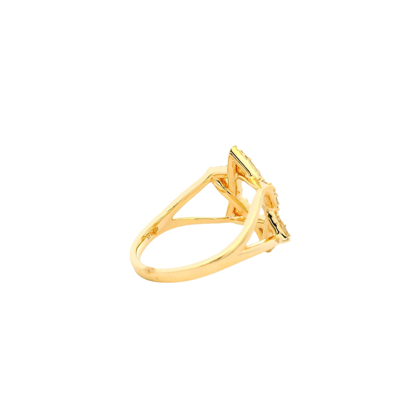 14k Yellow Gold 0.34ctw Natural Baguette and Round Brilliant Diamond Star of David Ring