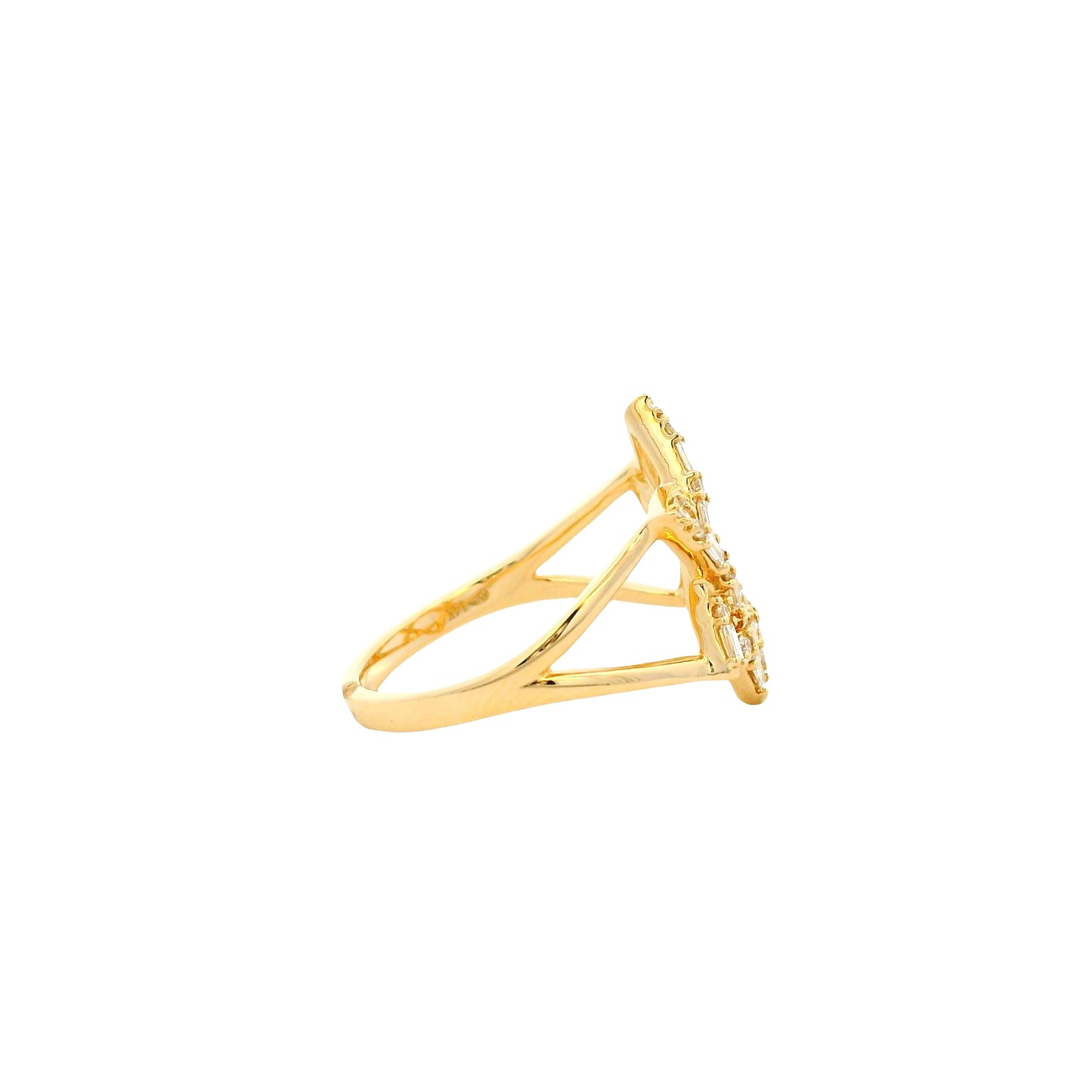 14k Yellow Gold 0.34ctw Natural Baguette and Round Brilliant Diamond Star of David Ring