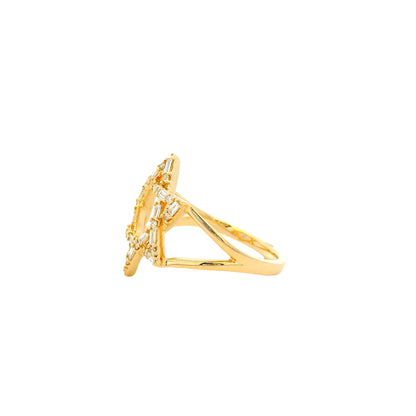 14k Yellow Gold 0.34ctw Natural Baguette and Round Brilliant Diamond Star of David Ring