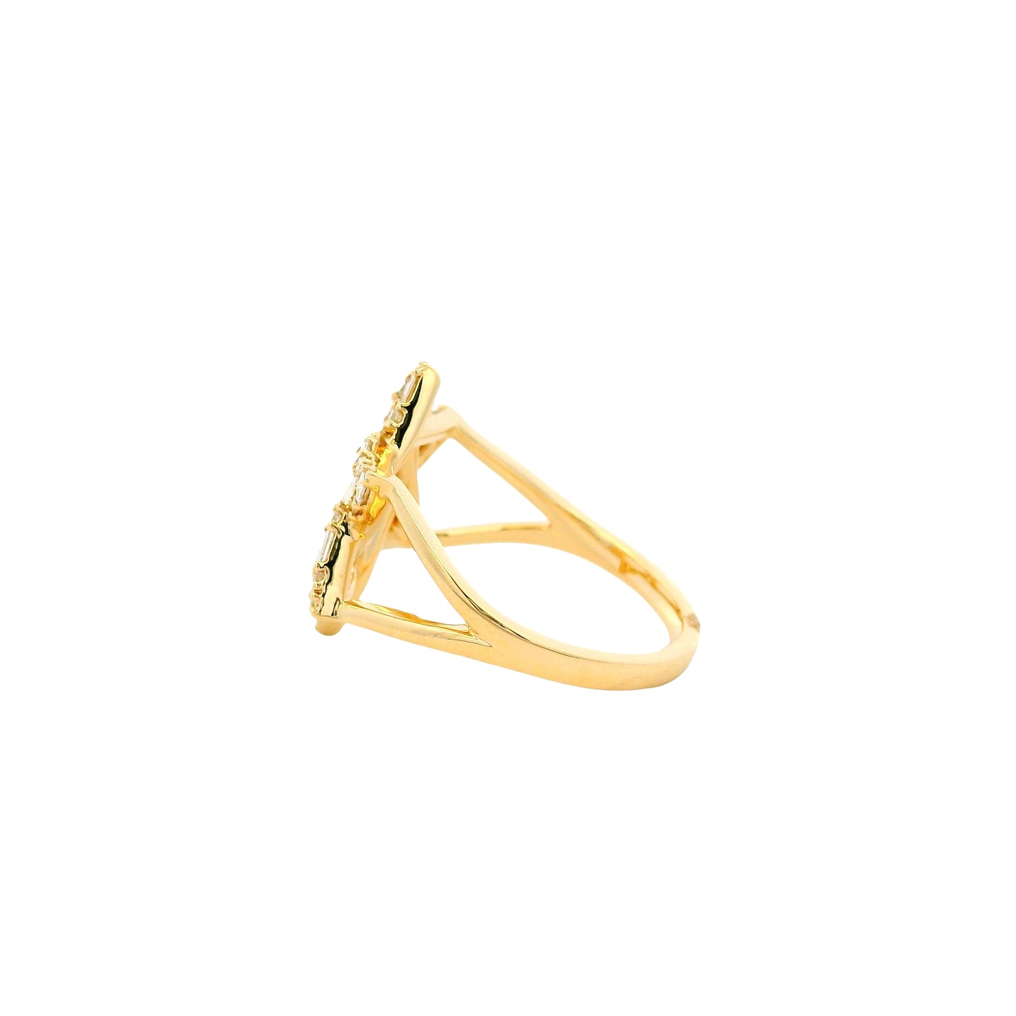 14k Yellow Gold 0.34ctw Natural Baguette and Round Brilliant Diamond Star of David Ring