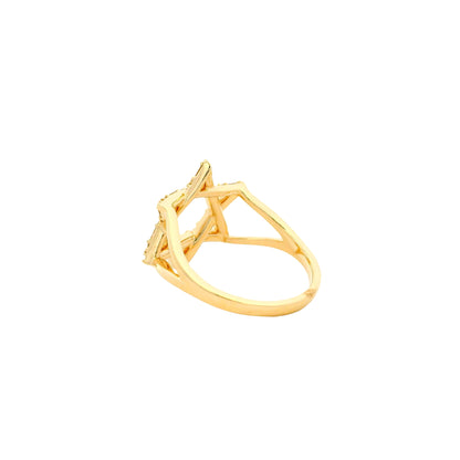 14k Yellow Gold 0.34ctw Natural Baguette and Round Brilliant Diamond Star of David Ring