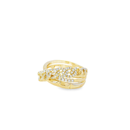 14k Yellow Gold 0.61ctw Round Brilliant Diamonds Layered Chain Link Ring