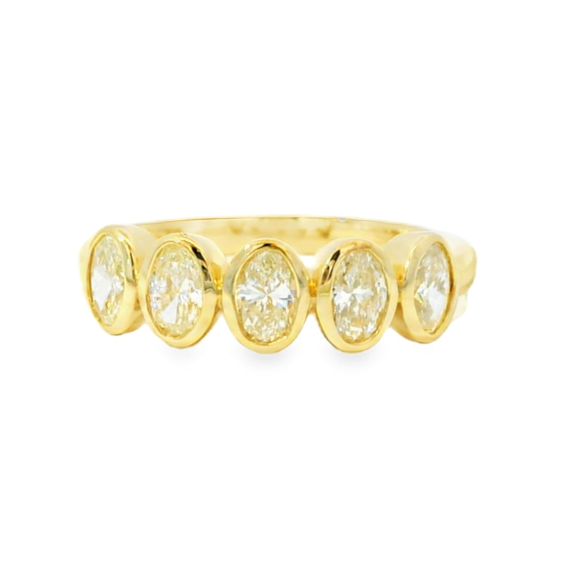 14k Yellow Gold 1.00ctw Set Oval Cut Diamond Halfway Ring