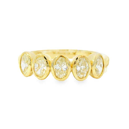14k Yellow Gold 1.00ctw Set Oval Cut Diamond Halfway Ring