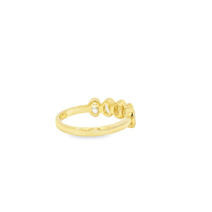 14k Yellow Gold 1.00ctw Set Oval Cut Diamond Halfway Ring