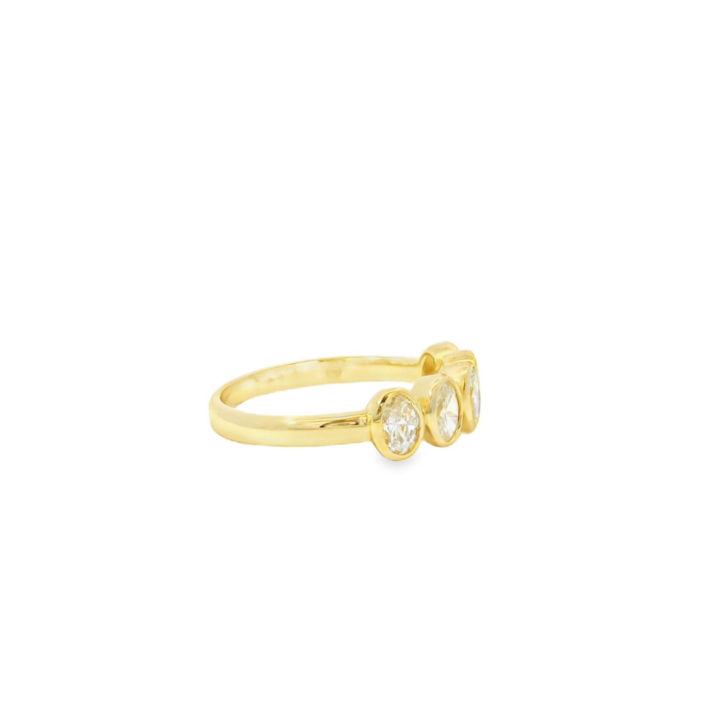 14k Yellow Gold 1.00ctw Set Oval Cut Diamond Halfway Ring