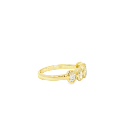 14k Yellow Gold 1.00ctw Set Oval Cut Diamond Halfway Ring