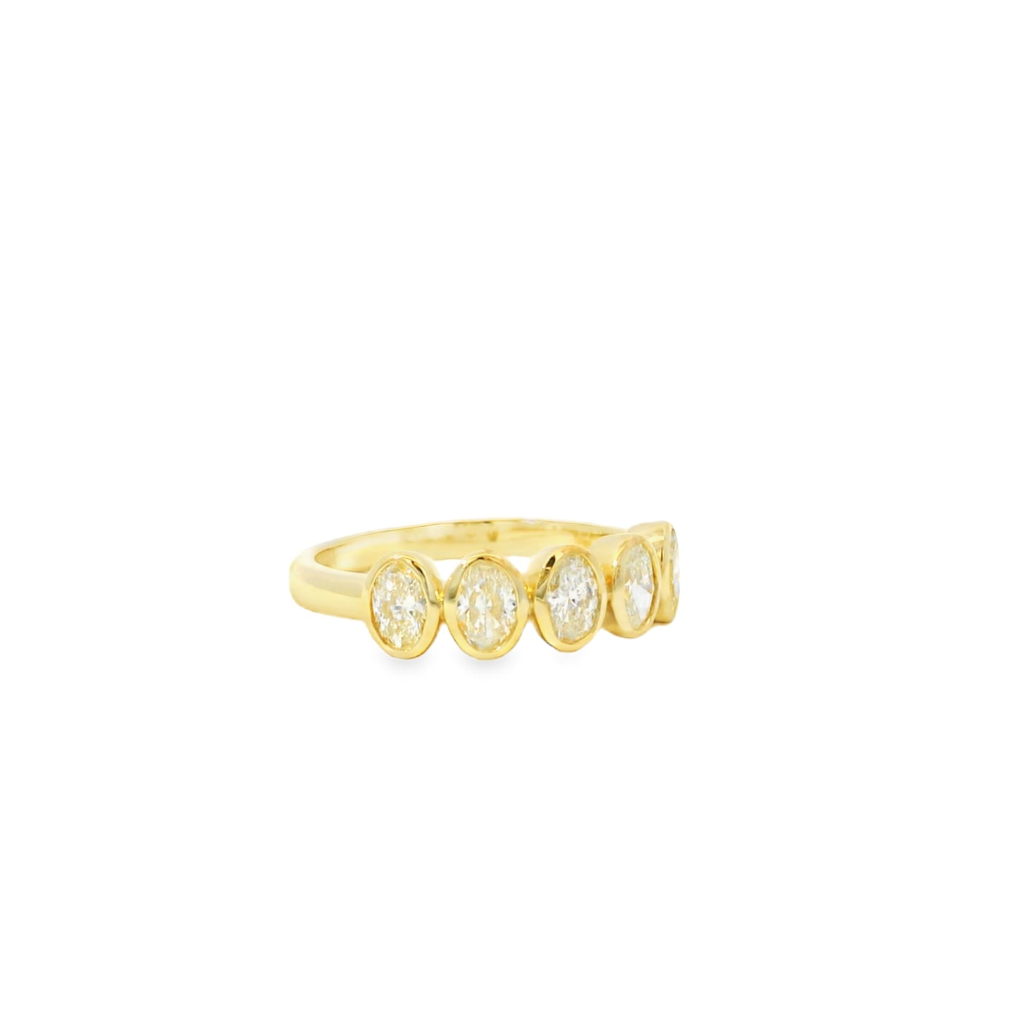 14k Yellow Gold 1.00ctw Set Oval Cut Diamond Halfway Ring